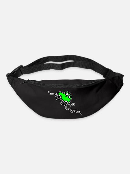 Green car going up a hill - Bum bag - black
