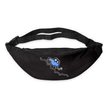 Blaues Auto, das einen Hügel hinauffährt - Gürteltasche - Schwarz - Vorne