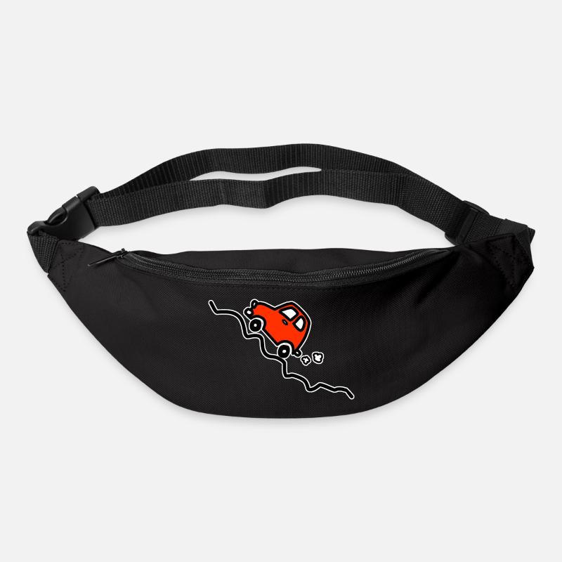 Rotes Auto fährt bergauf - Gürteltasche - Schwarz