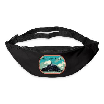 Illustration in blue and green of Mont Saint Michel - Bum bag - black - Front