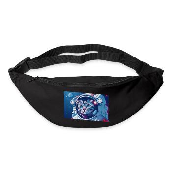 Chat astronaute dans l’espace - Sac banane - noir - Devant