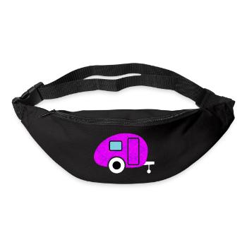 Caravan Wohnwagen Camping Camper Tapete pink Retro - Gürteltasche - Schwarz - Vorne