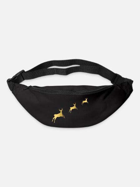 Goldene Rentiere - Gürteltasche - Schwarz