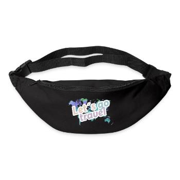 Karte mit Buchstaben: "lets go travel" - Gürteltasche - Schwarz - Vorne