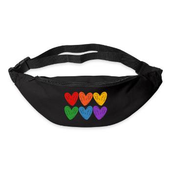 Cœurs arc-en-ciel LGBTQIA - Sac banane - noir - Devant