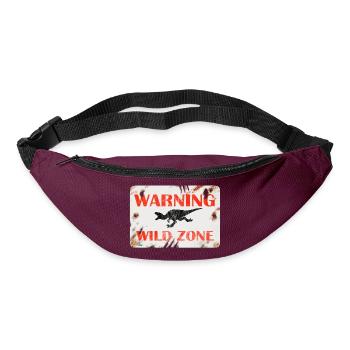 Conception de panneaux - AVERTISSEMENT. ZONE SAUVAGE. - Sac banane - bordeaux  - Devant