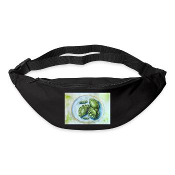 Vibrant Green Dumplings: Watercolor Food Art - Bum bag - black - Front