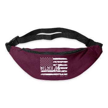 Welder Cat on US Flag - Bum bag - burgundy - Front