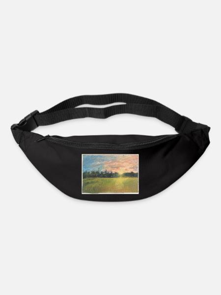 Prairie au coucher du soleil - Sac banane - noir