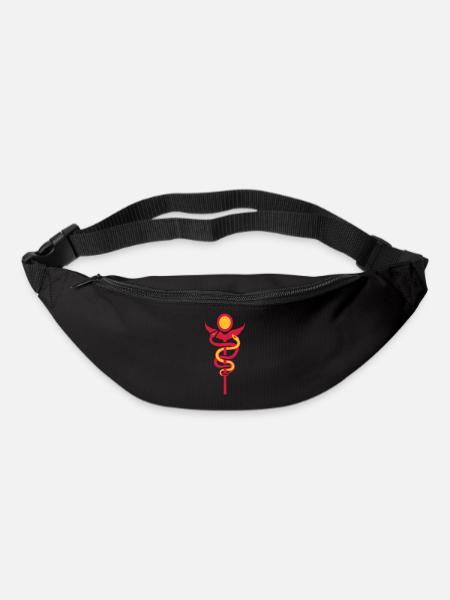 caducée vintage retro symbol médecine - Sac banane - noir