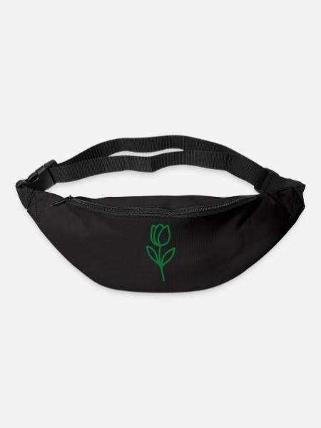 Minimalistisches Blumenmotiv in eleganter Einlinie - Gürteltasche - Schwarz