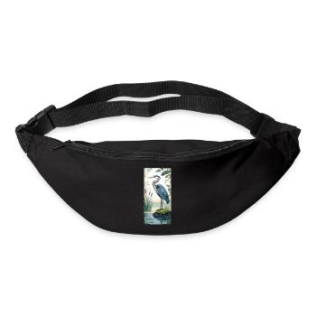 Jeune héron cendré dans la nature - Sac banane - noir - Devant