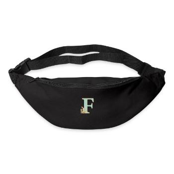 Letter F, Monogram, Flowers, Bunny - Bum bag - black - Front