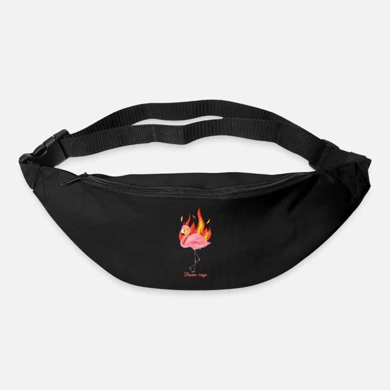 Flamant rose | Tee-shirt avec jeu de mots anglais - Sac banane - noir