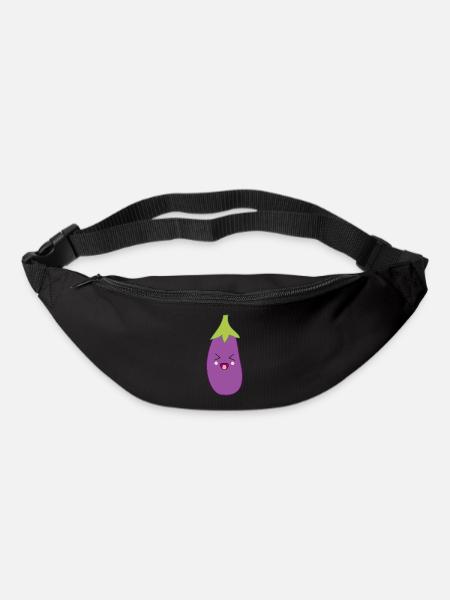 Kawaii Aubergine Kawaii Gemüse Kawaii Sticker - Gürteltasche - Schwarz