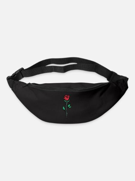 Red rose - drawing, art - Bum bag - black