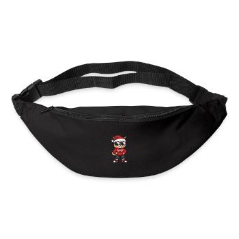 Tête de Noël Chat Noël - Sac banane - noir - Devant