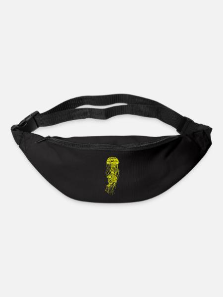 Méduse Medusa | Jellyfish Line Art Monochromatique - Sac banane - noir