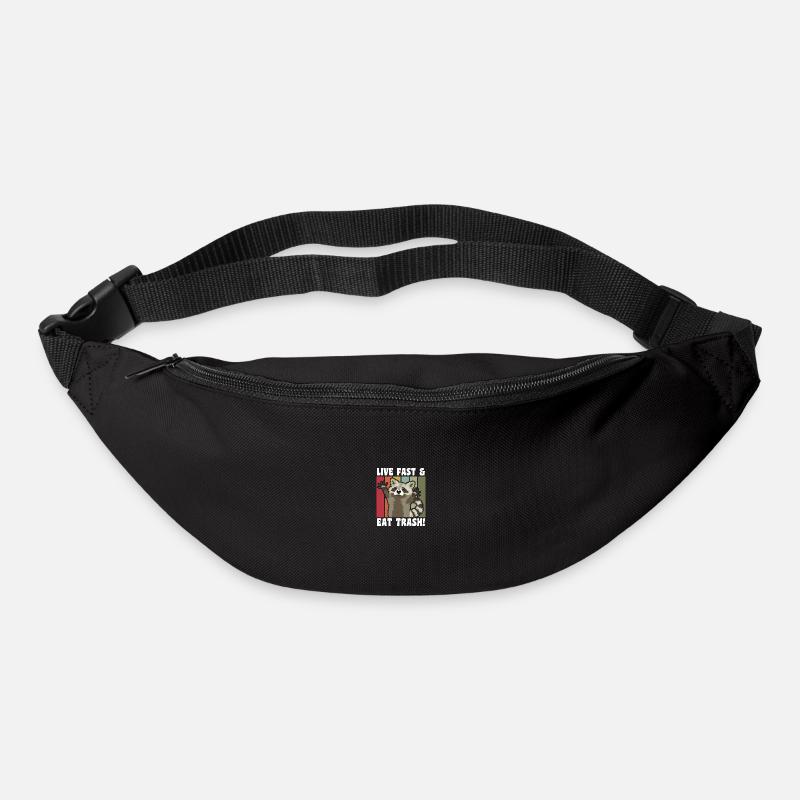 vintage retro Lebe Schnell & Ess Müll Waschbär - Gürteltasche - Schwarz