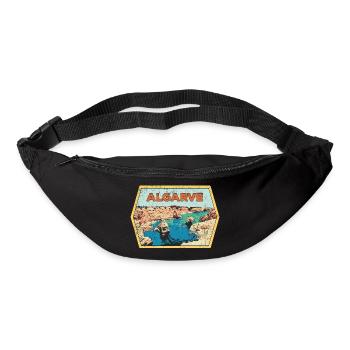 Badge retro, Algarve Portugal, plage été soleil - Sac banane - noir - Devant