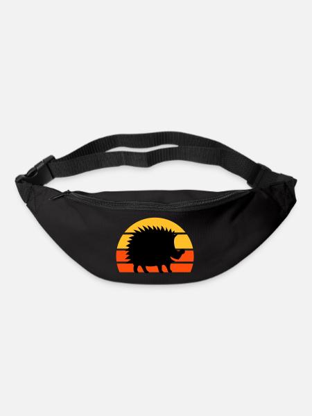 Happy hedgehog in front of a half-sun - Bum bag - black