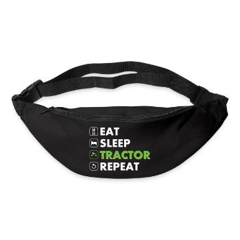 Tracteur manger dormir répéter blanc - Sac banane - noir - Devant