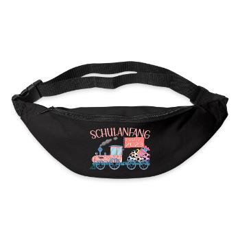 Schulanfang 2023 Eisenbahn mit Fußball rosa - Gürteltasche - Schwarz - Vorne