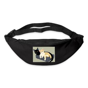 deux chats mignons - Sac banane - noir - Devant