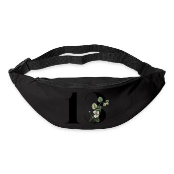 Numéro 13 floral vert -13e anniversaire floral - Sac banane - noir - Devant