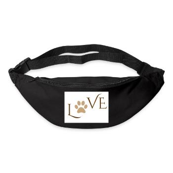 Love Word with Brown Dog or Cat Animal Paw Print - Bum bag - black - Front