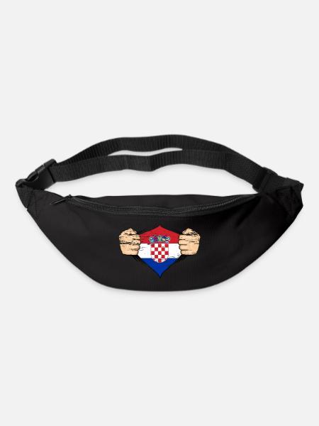 Drapeau de la Croatie utilisé - Sac banane - noir