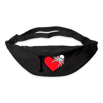 J’aime le cœur de pieuvre J’aime le symbole du coeur Logo mignon - Sac banane - noir - Devant