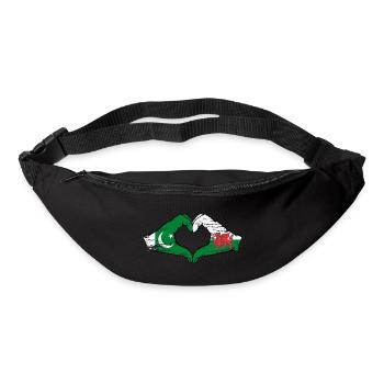 Drapeau du Pakistan Pays de Galles mains en forme de coeur utilisé - Sac banane - noir - Devant