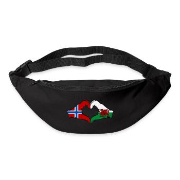 Norvège Pays de Galles Drapeau Mains Coeur Forme - Sac banane - noir - Devant