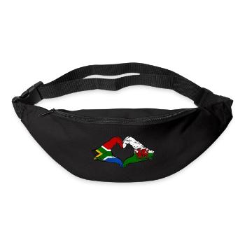 Afrique du Sud Pays de Galles Drapeau Mains Coeur Forme Utilisé - Sac banane - noir - Devant