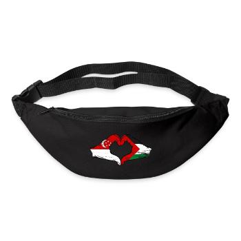 Singapur Palaestina Flagge Hände Herzform used - Gürteltasche - Schwarz - Vorne