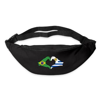 Brésil Uruguay drapeau mains forme coeur - Sac banane - noir - Devant