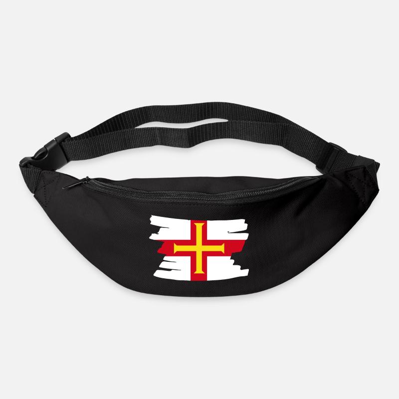 Guernsey National Flag - horizontal brush - Bum bag - black