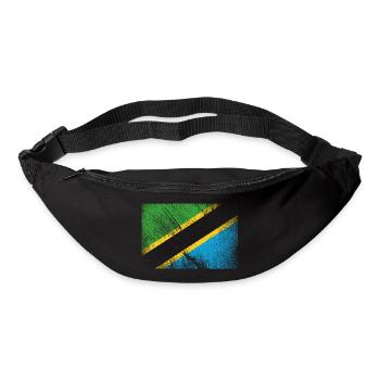 Drapeau de la Tanzanie - Grunge vintage - Sac banane - noir - Devant