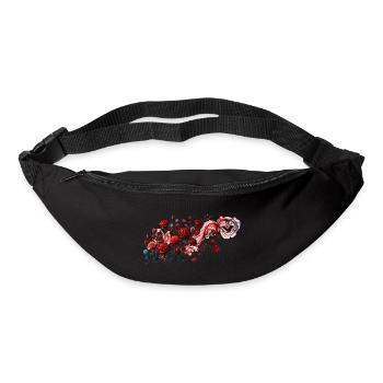 Rote Rosen mit eleganter Rauchschlaufe - Gürteltasche - Schwarz - Vorne