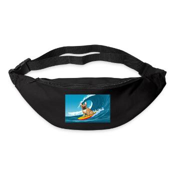 Bouledogue Français Propriétaire Beach Dog Surfing Planche de surf - Sac banane - noir - Devant