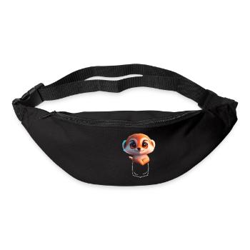 Suricate ludique dans la poche de poitrine - Sac banane - noir - Devant