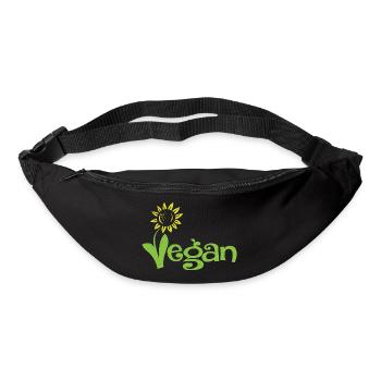 Vegan mit Sonnenblume Veganer Shirt - Gürteltasche - Schwarz - Vorne