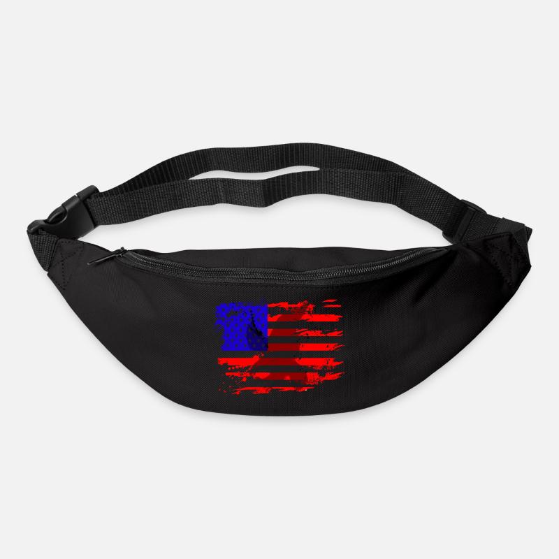 Drapeau us avec oiseau de proie aigle - Sac banane - noir