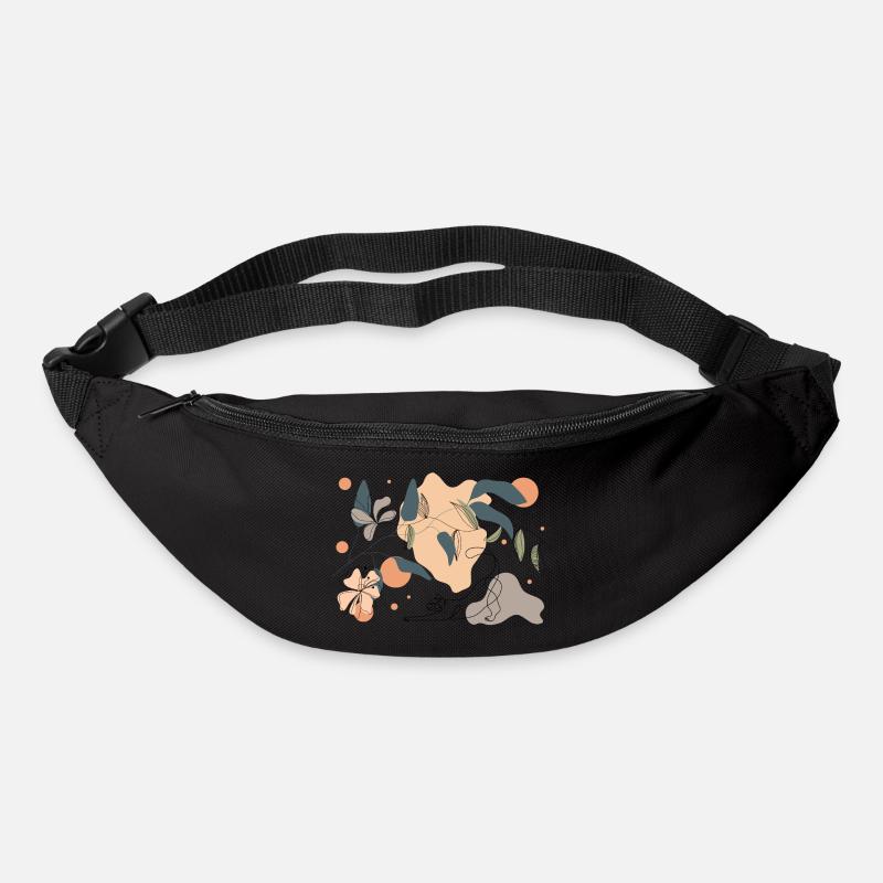 Frühling, Katze und Blumen - Gürteltasche - Schwarz