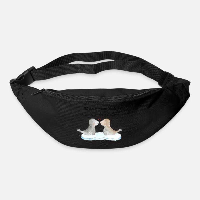 Seehunde in Love - Gürteltasche - Schwarz