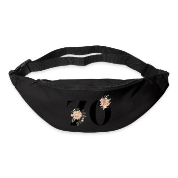 70e anniversaire fleuris (Cadeau de 70 ans) - Sac banane - noir - Devant