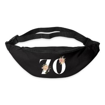 70e anniversaire fleuris (Cadeau de 70 ans) - Sac banane - noir - Devant