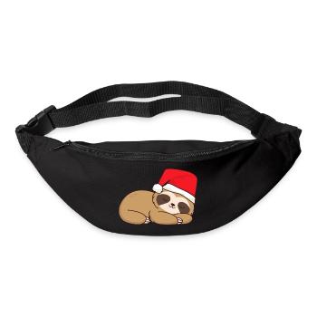 Weihnachten Xmas Faultier schläft Weihnachtsmütze - Gürteltasche - Schwarz - Vorne