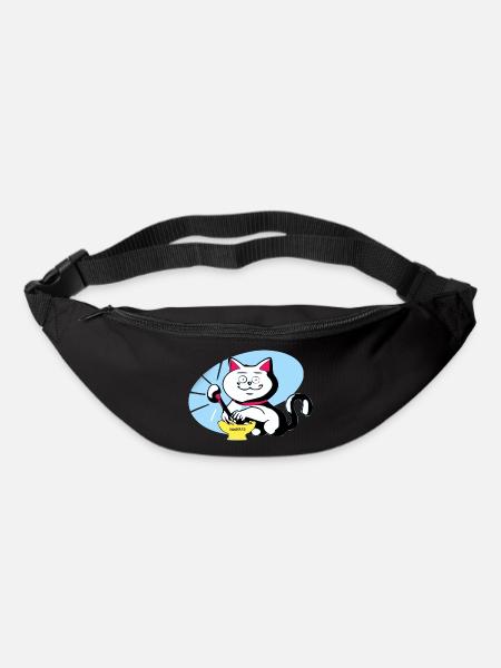 Chat et ramen - Sac banane - noir